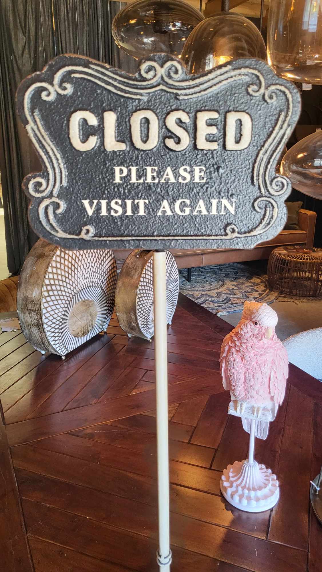 Open/Closed Schild Stopper Ständer Chic Antique Weiß