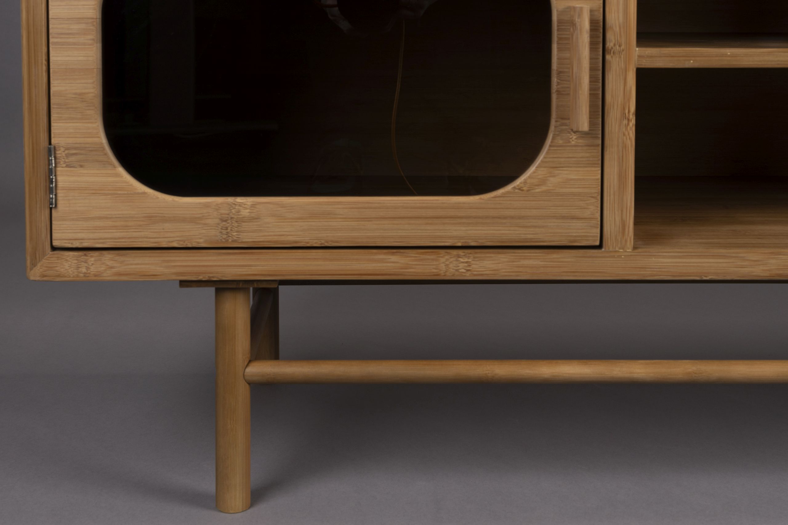 Retro TV-Board Sideboard Caroun Bambus Rauchglas