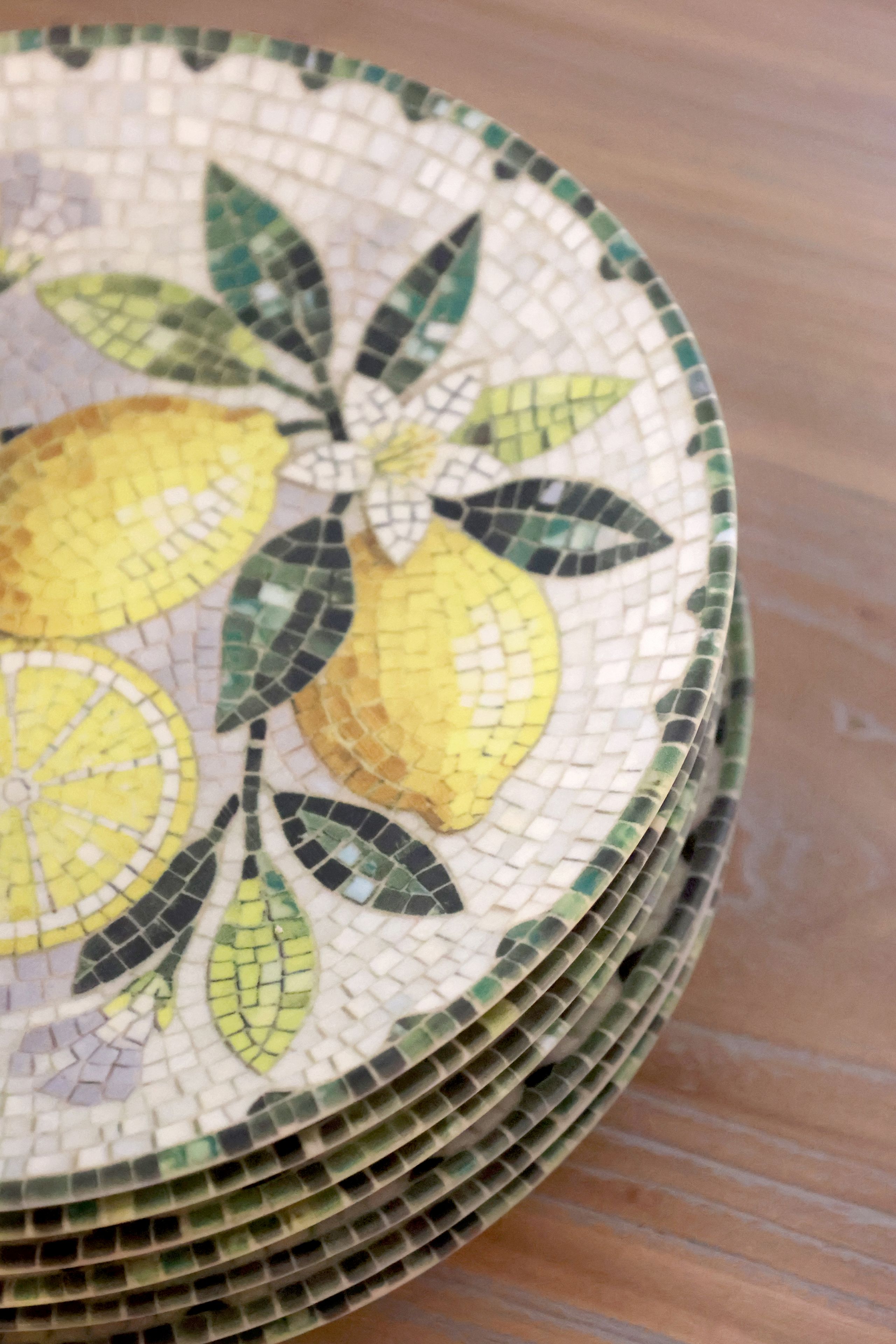 Mediterranes Mosaik Tablett Teller Steingut Chartres Zitronen 1