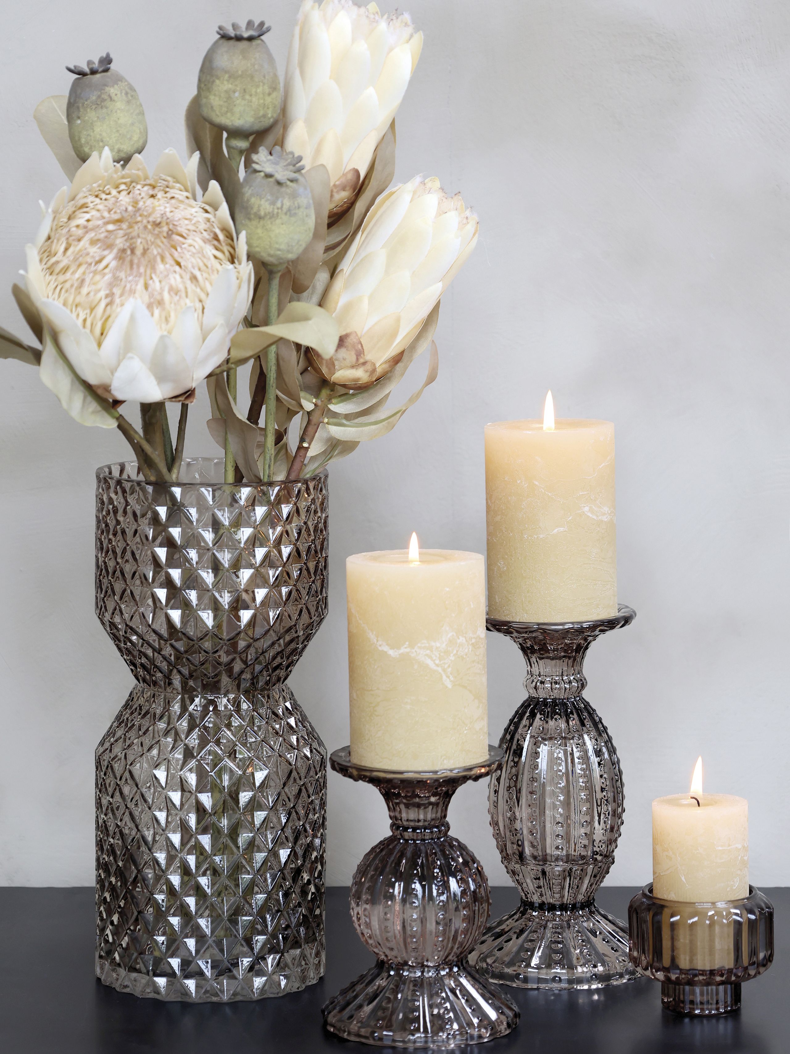 Deko Vase d'art Glas mit Diamantschliff 