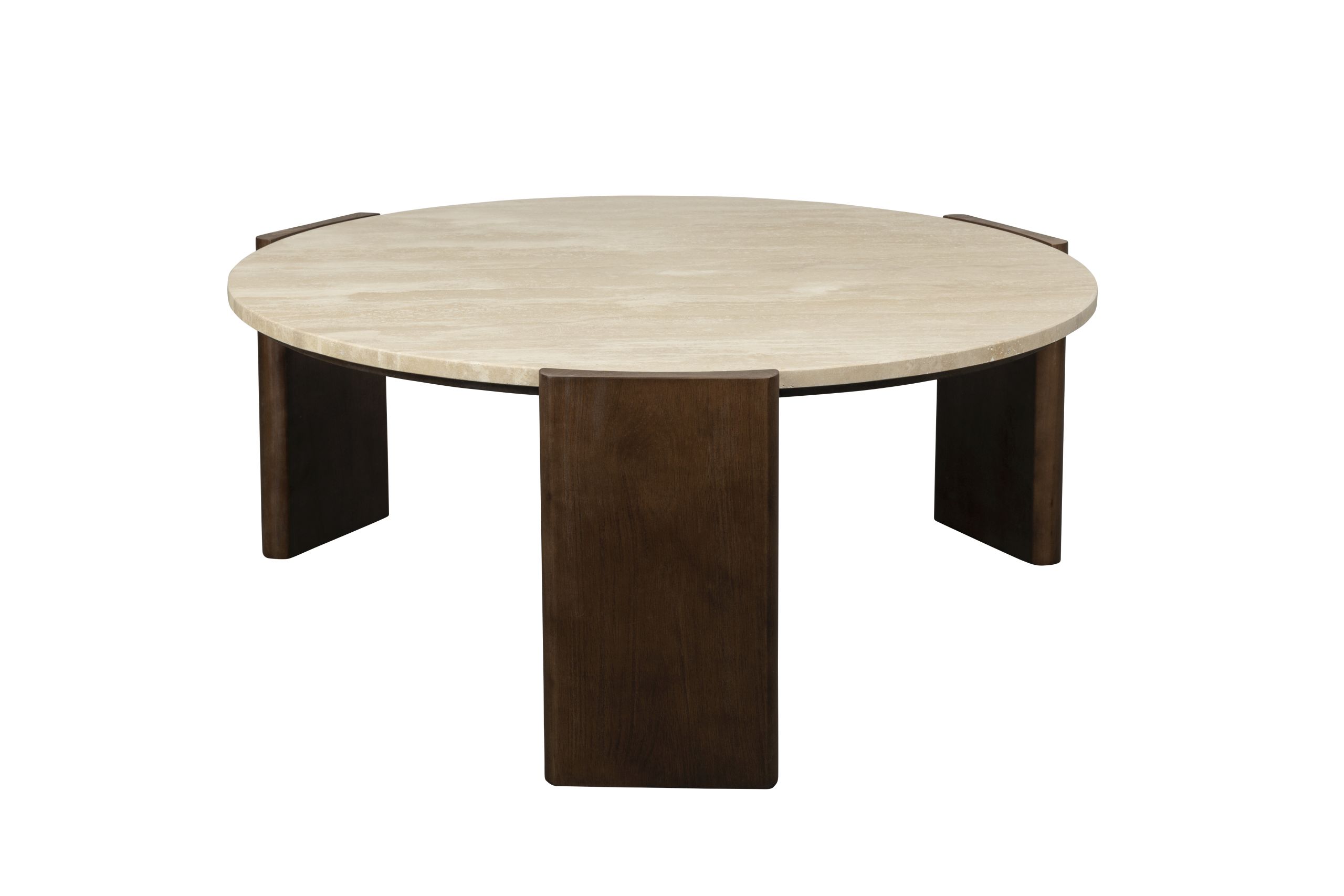 Retro Couchtisch Beistelltisch Valcour Travertin Holz