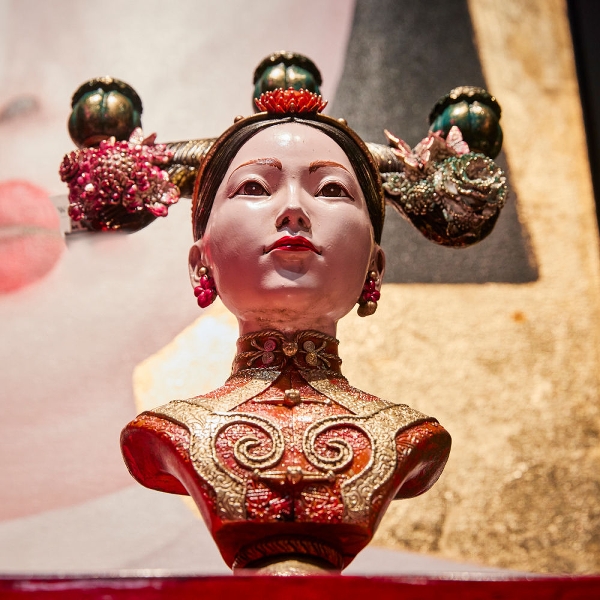 Vintage Kerzenständer Asia Bunt XL 3 flamming 