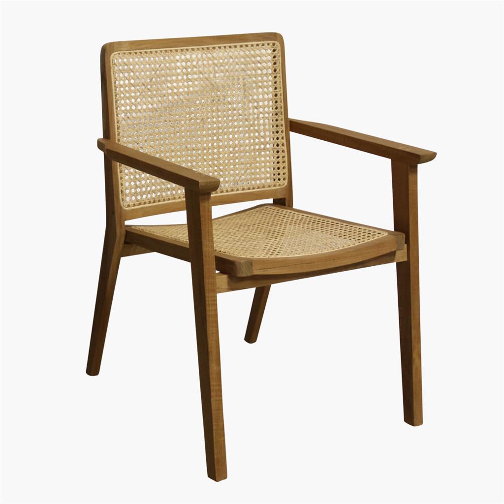 Esszimmerstuhl & Hocker Nova Teak Rattan Wiener Geflecht Armlehnen