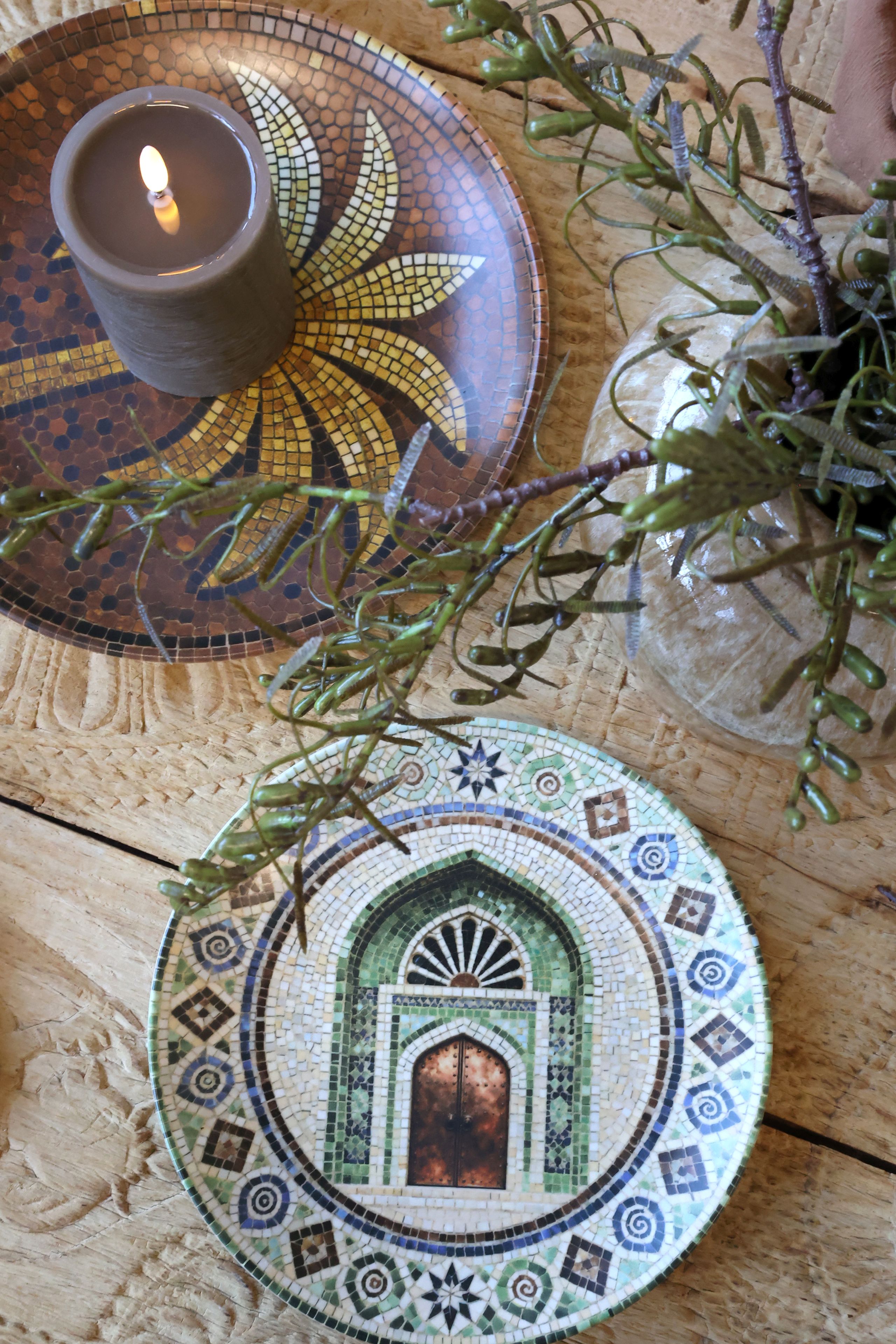 Mediterranes Mosaik Tablett Teller Steingut Chartres Marokkanisches Tor