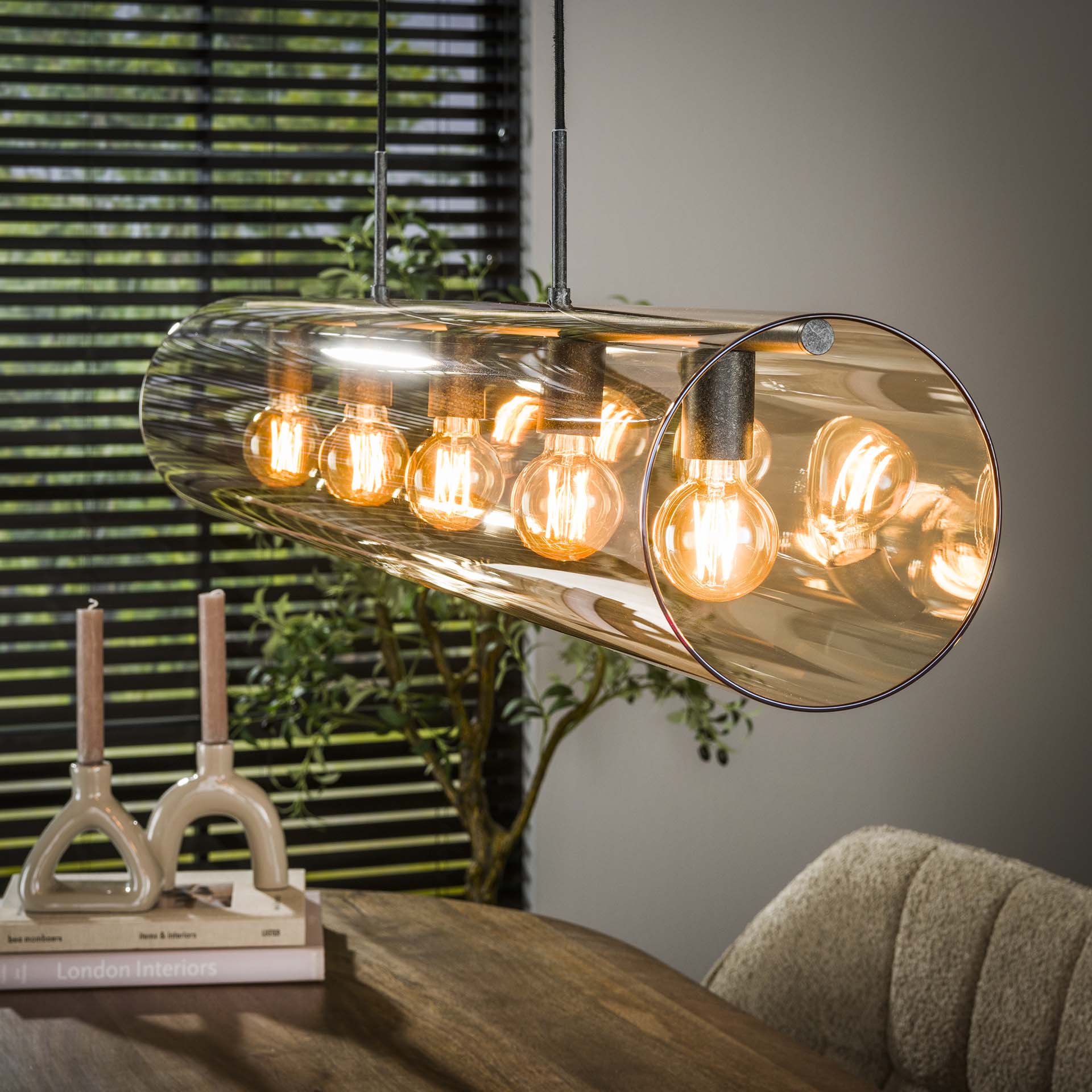 Industrial Hängelampe Tube Glas Amber 120 cm Industrial Hängelampe Tube Glas Amber 120 cm