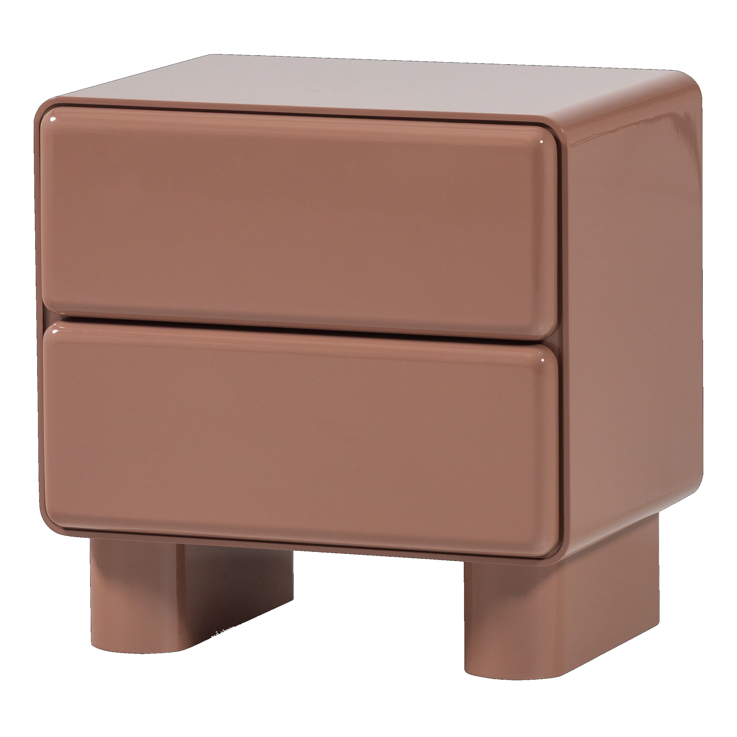 Retro Nachttisch Lustra Hochglanz-Finish Altrosa