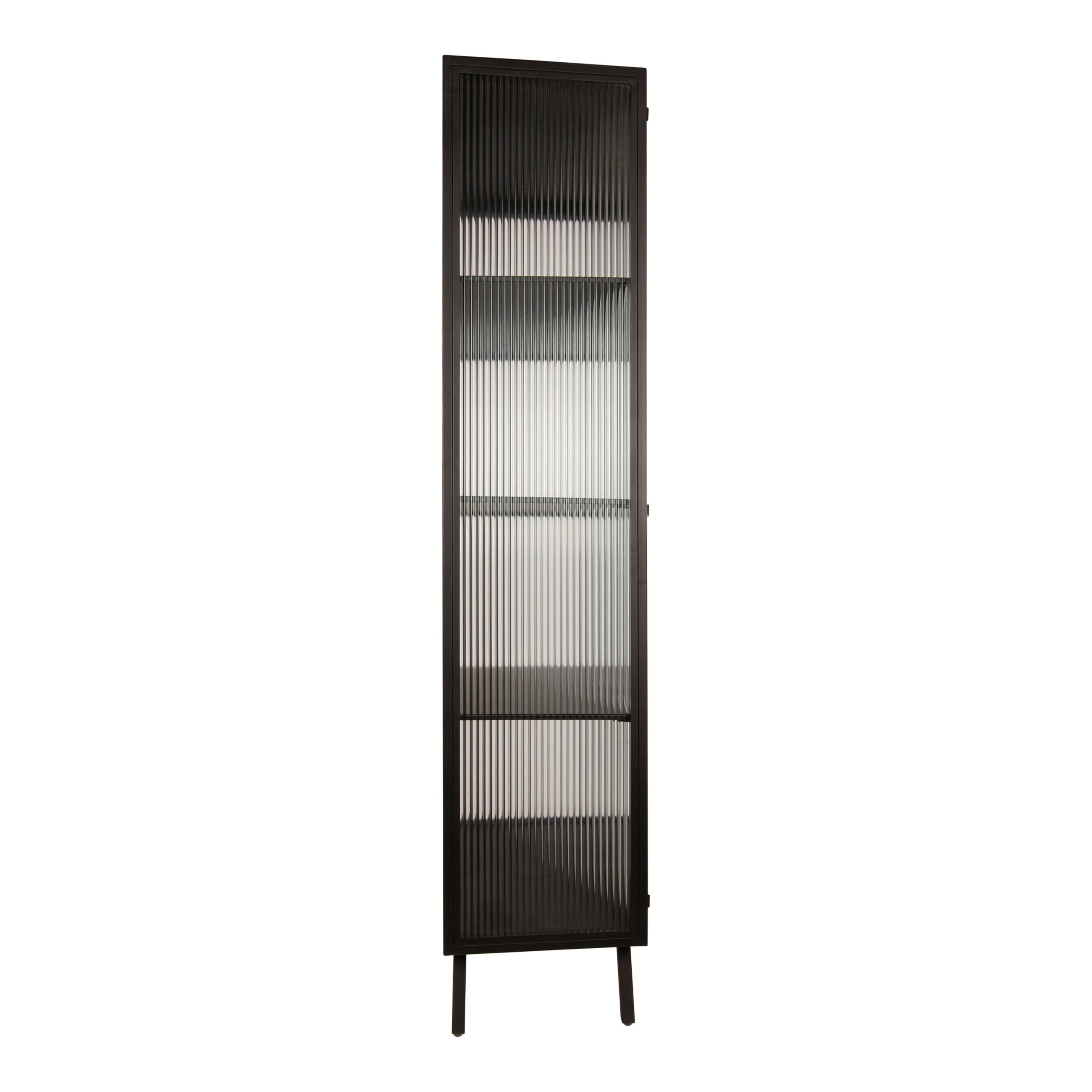 Industrial Vitrine Caeleen Metall mit geriffeltem Glas Industrial Vitrine Caeleen Metall mit geriffeltem Glas