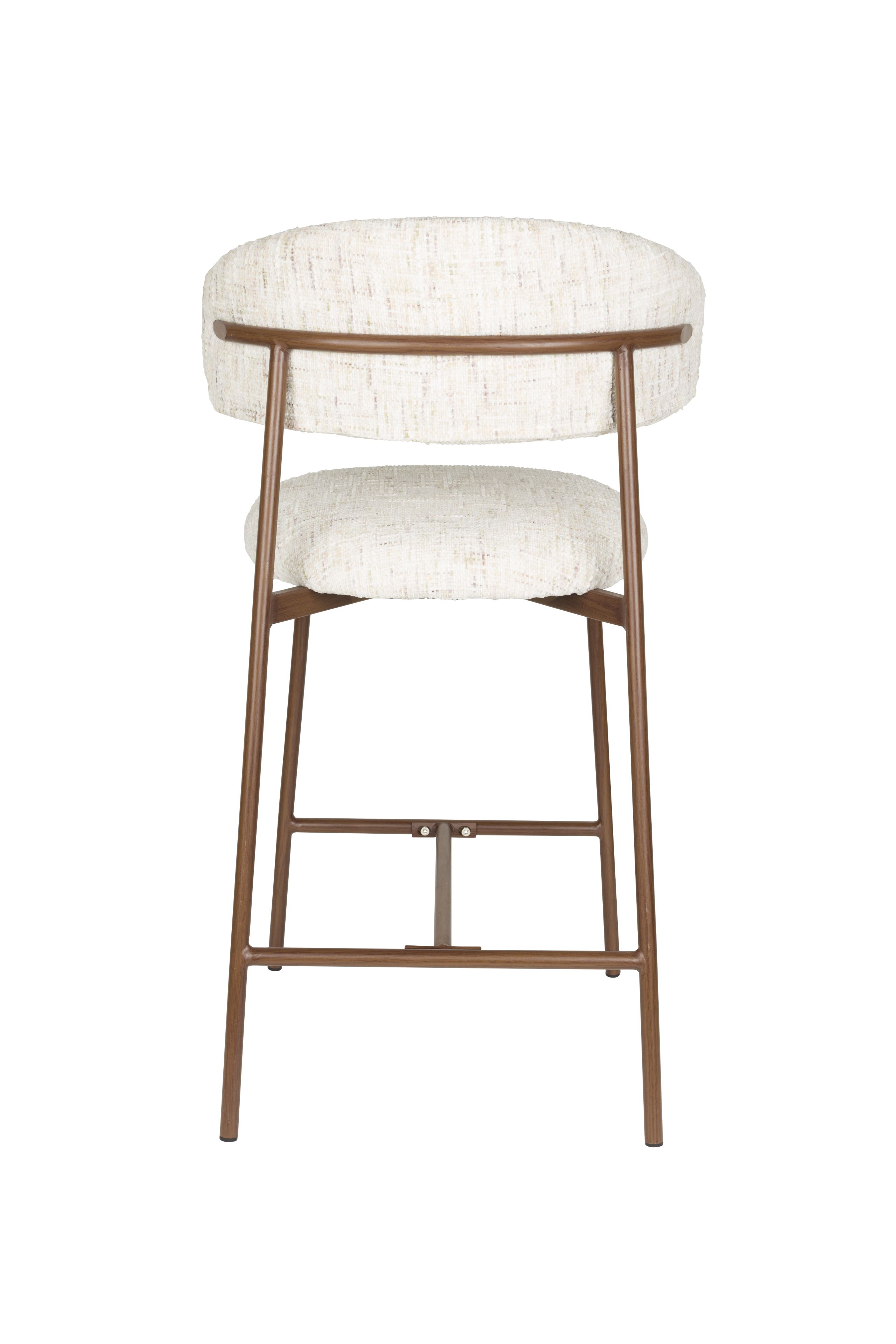 2er Set Retro Barhocker Claes Walnussholzoptik Off-White