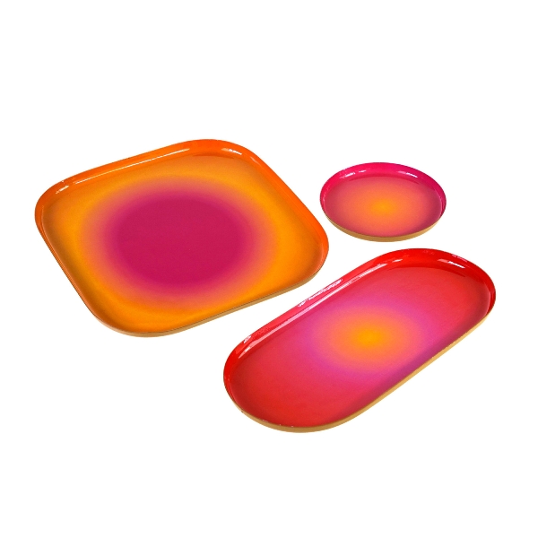 Vintage Tablett 3er Set Airbrush Metall