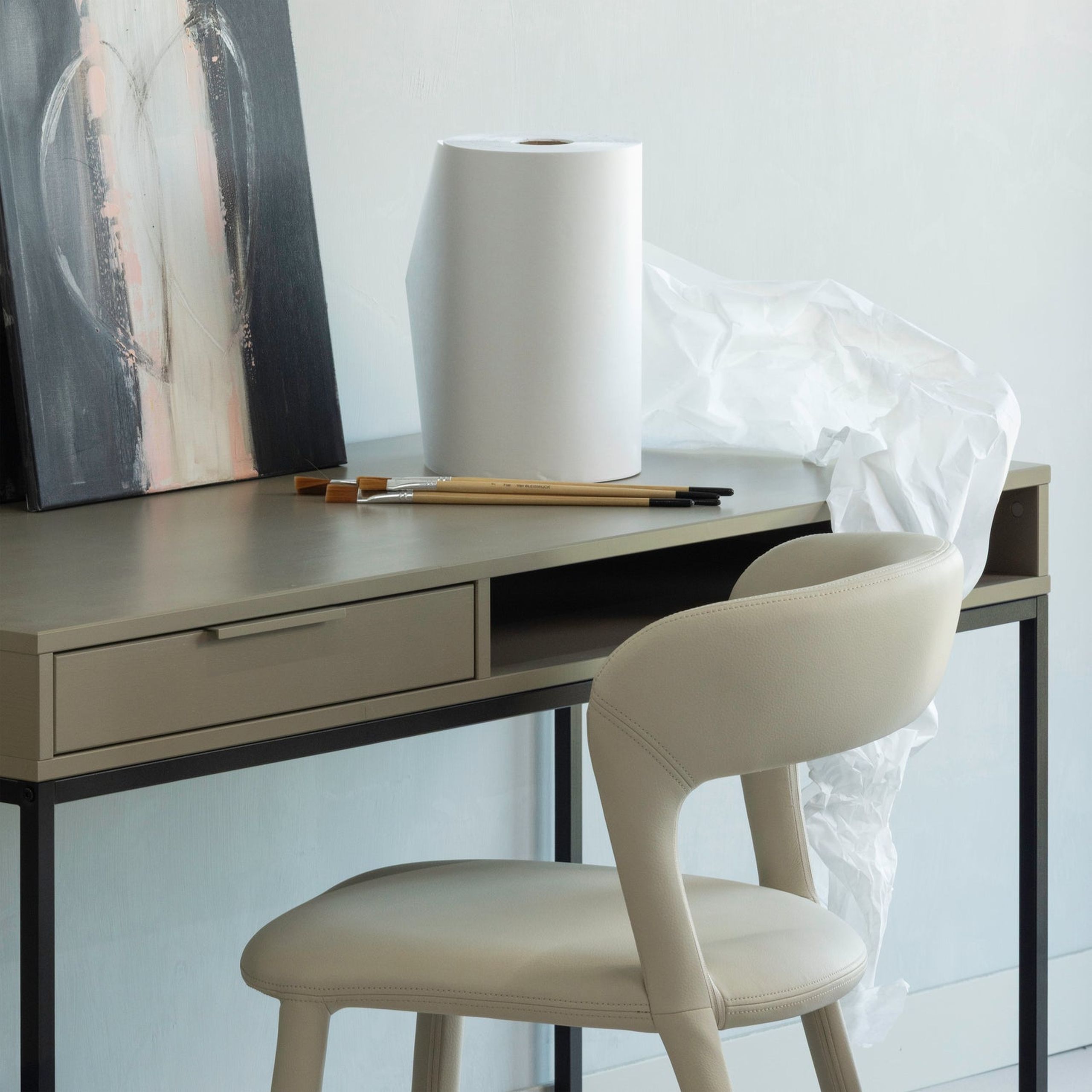 Retro Esszimmerstuhl Lederstuhl Noble Komplettbezug Kunstleder Beige