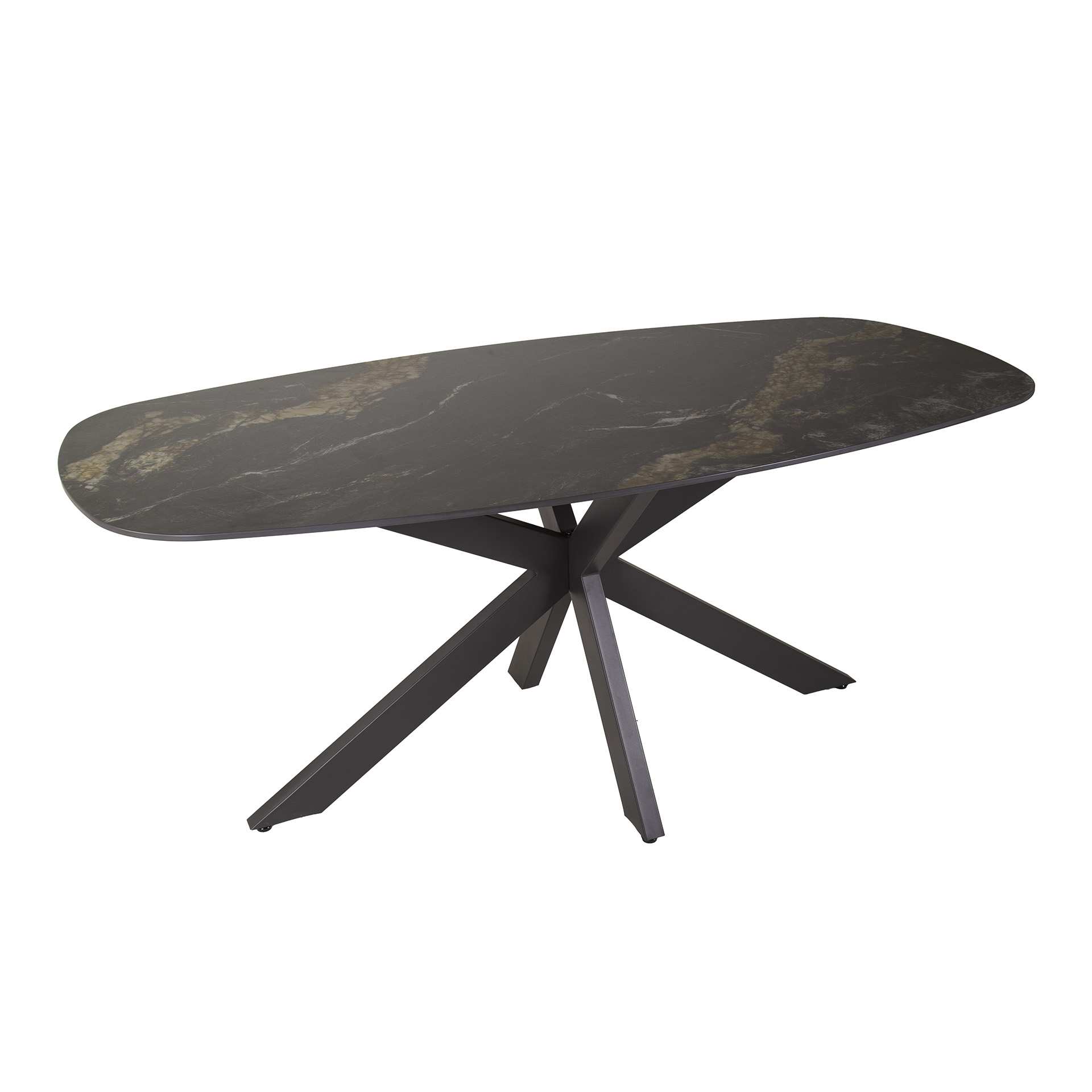 Esstisch Stone Oval Keramik Marmor Schwarz/Braun 180