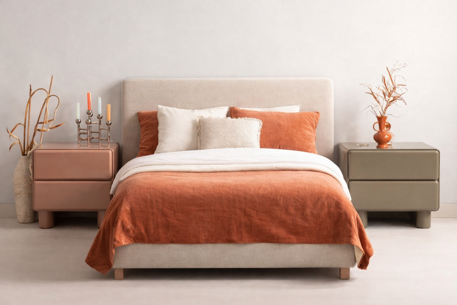 Retro Nachttisch Lustra Hochglanz-Finish Altrosa