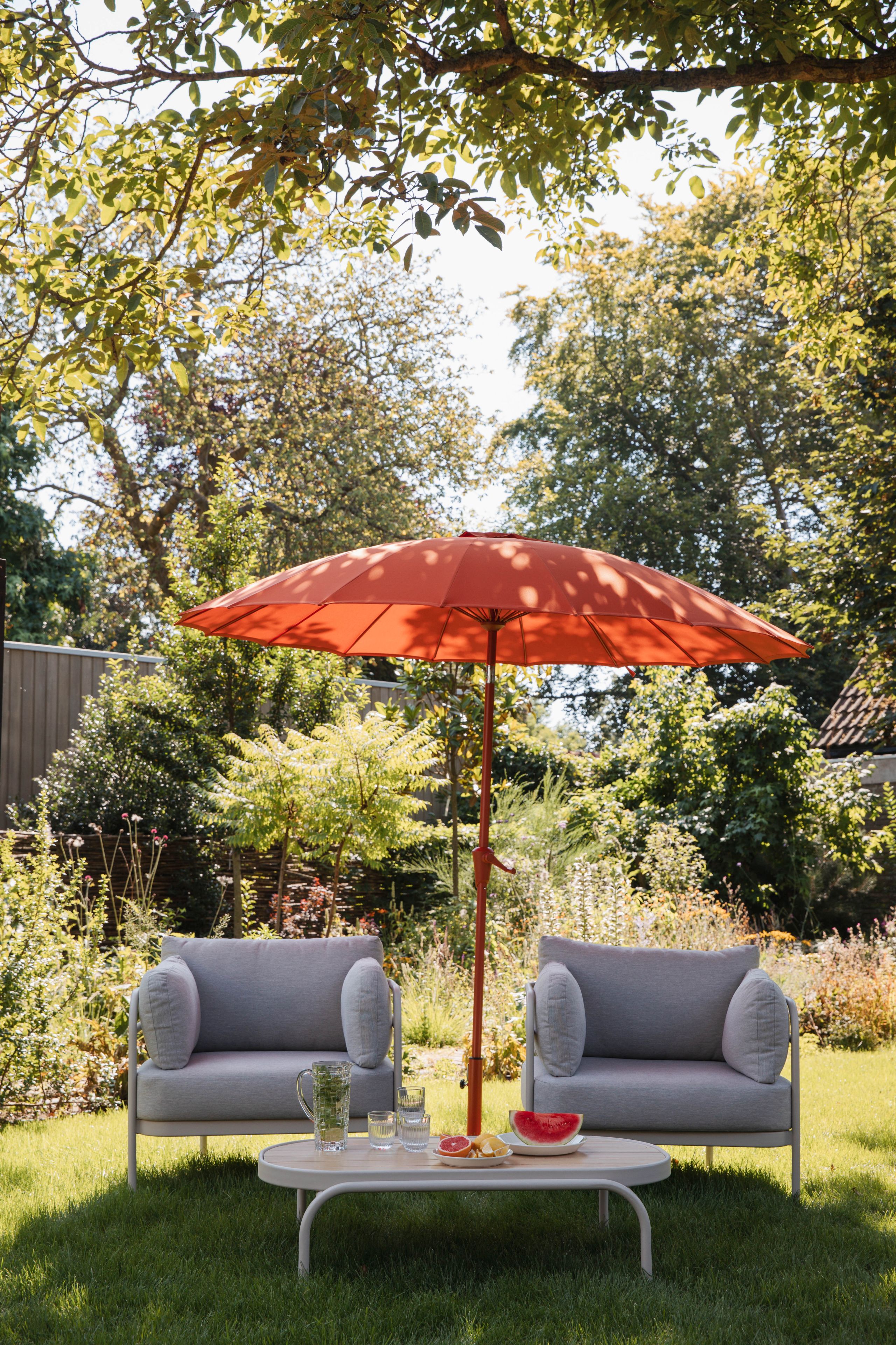 Sonnenschirm Sunbrella Sunshine mit Standfuß Marsala