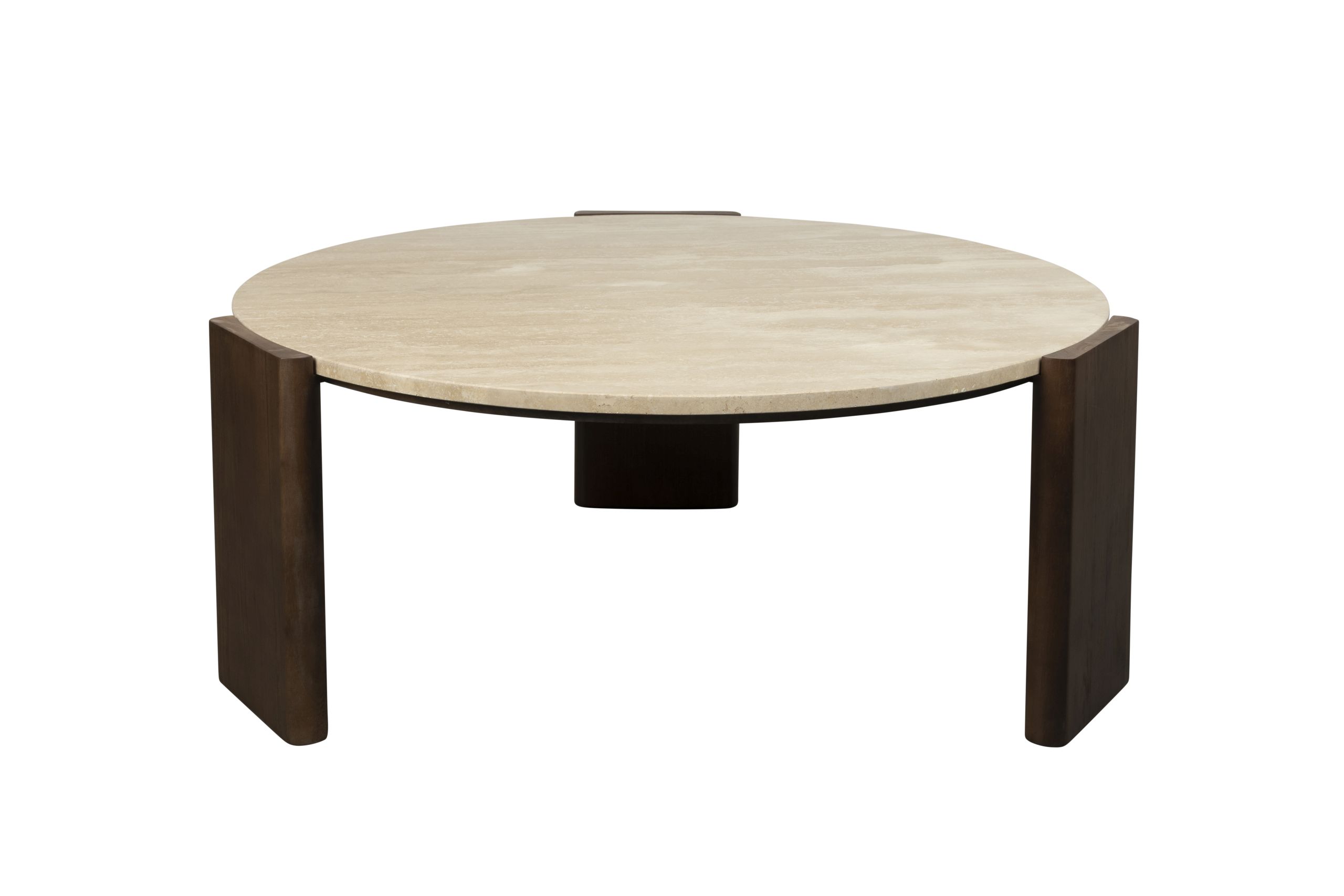 Retro Couchtisch Beistelltisch Valcour Travertin Holz