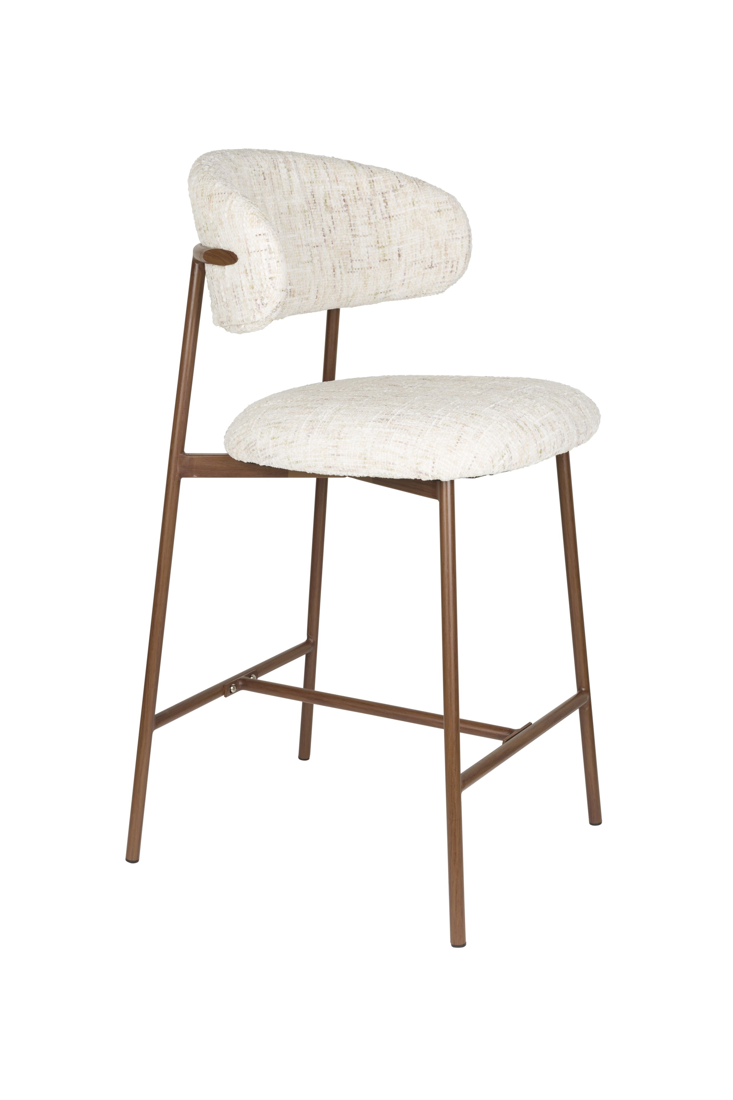 2er Set Retro Barhocker Claes Walnussholzoptik Off-White