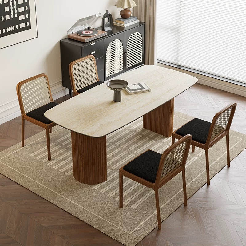 Esstisch Travertin Keramik Roma Säulen Eschenholz