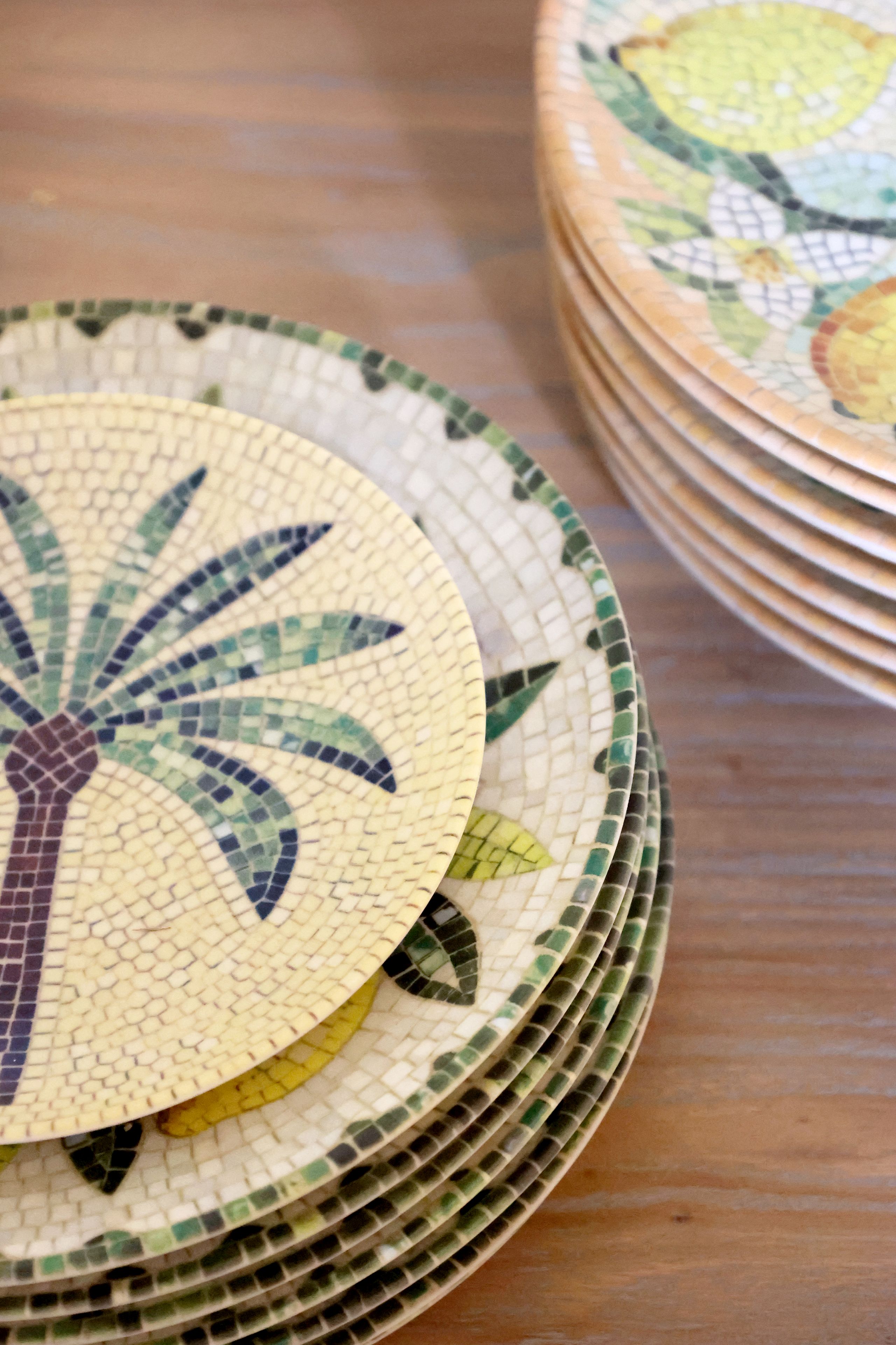 Mediterranes Mosaik Tablett Teller Steingut Chartres Palme