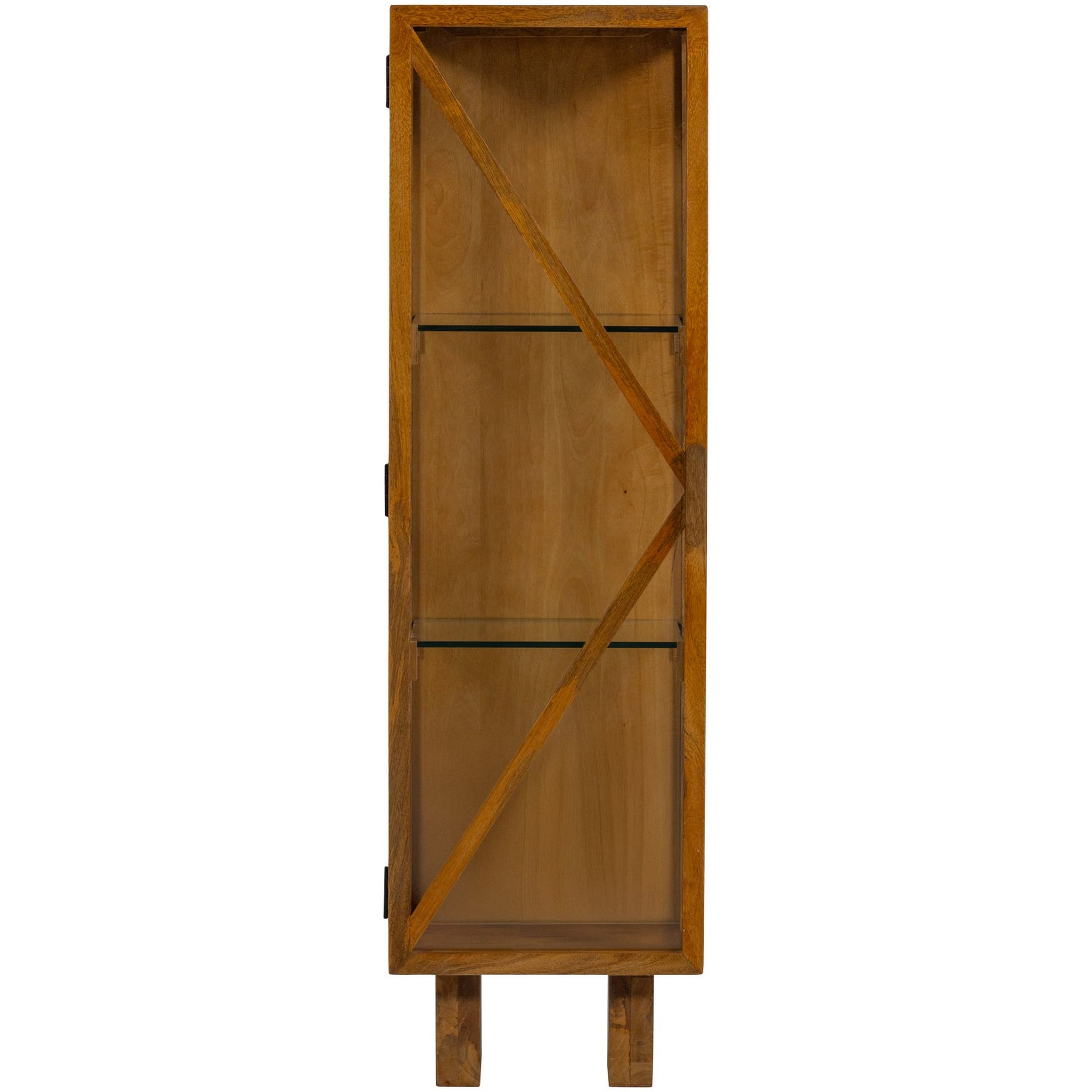 Retro Vitrine Kella Mangolzholz schmal Natur