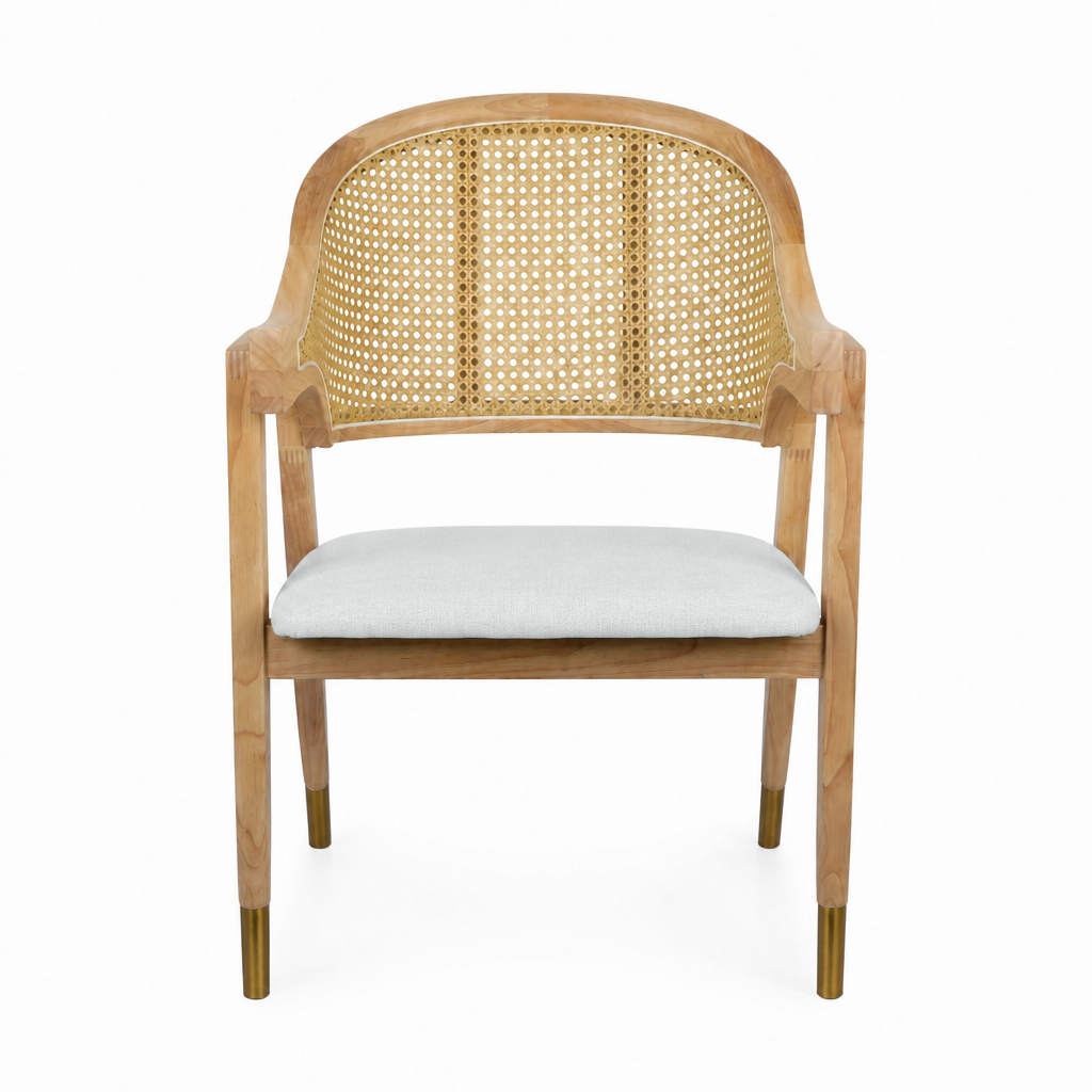 Esszimmerstuhl Noblesse Mid-Century Massivholz Rattan Natur