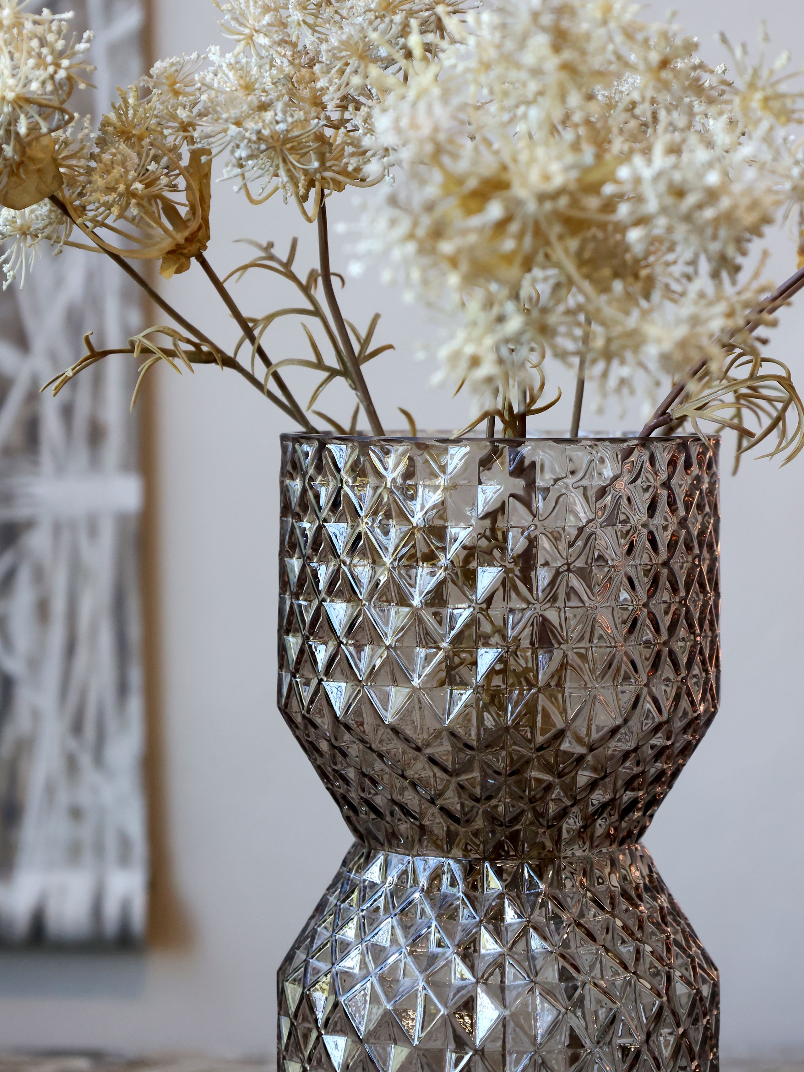 Deko Vase d'art Glas mit Diamantschliff 