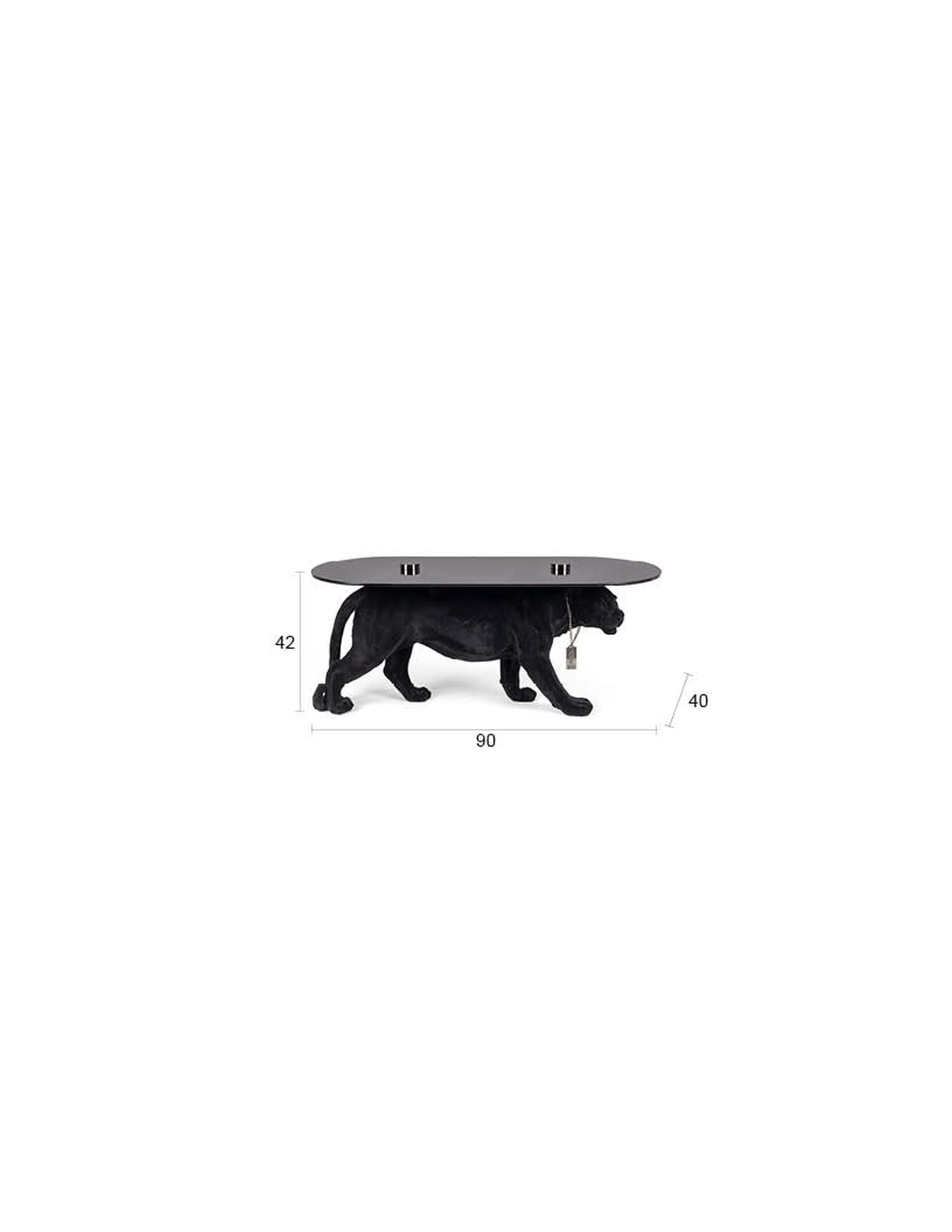 Retro Beistelltisch Couchtisch Dope As Hell Panther Rauchglasplatte Schwarz