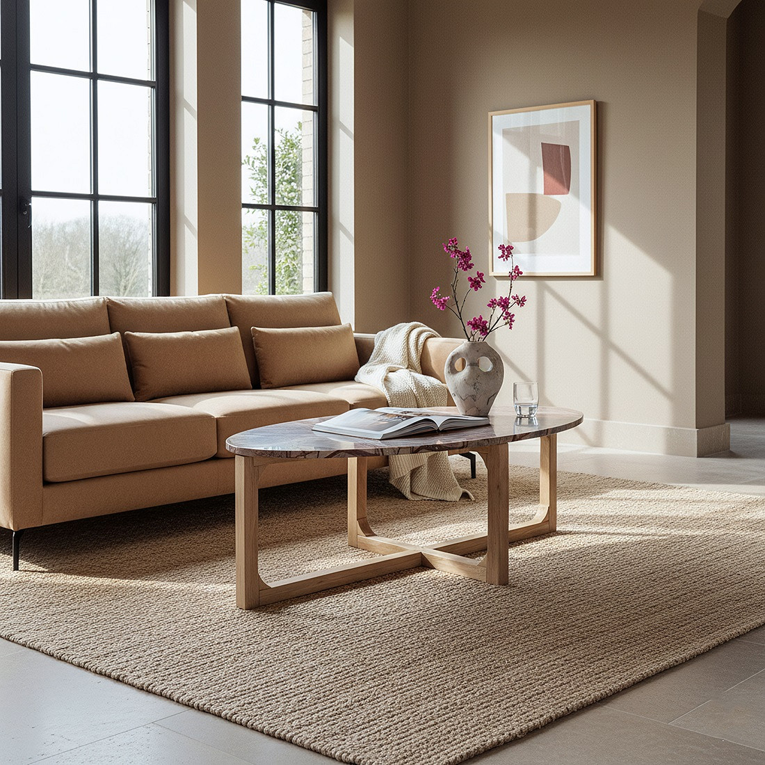 Retro Couchtisch Marble Marmor Holz oval Exzentrik