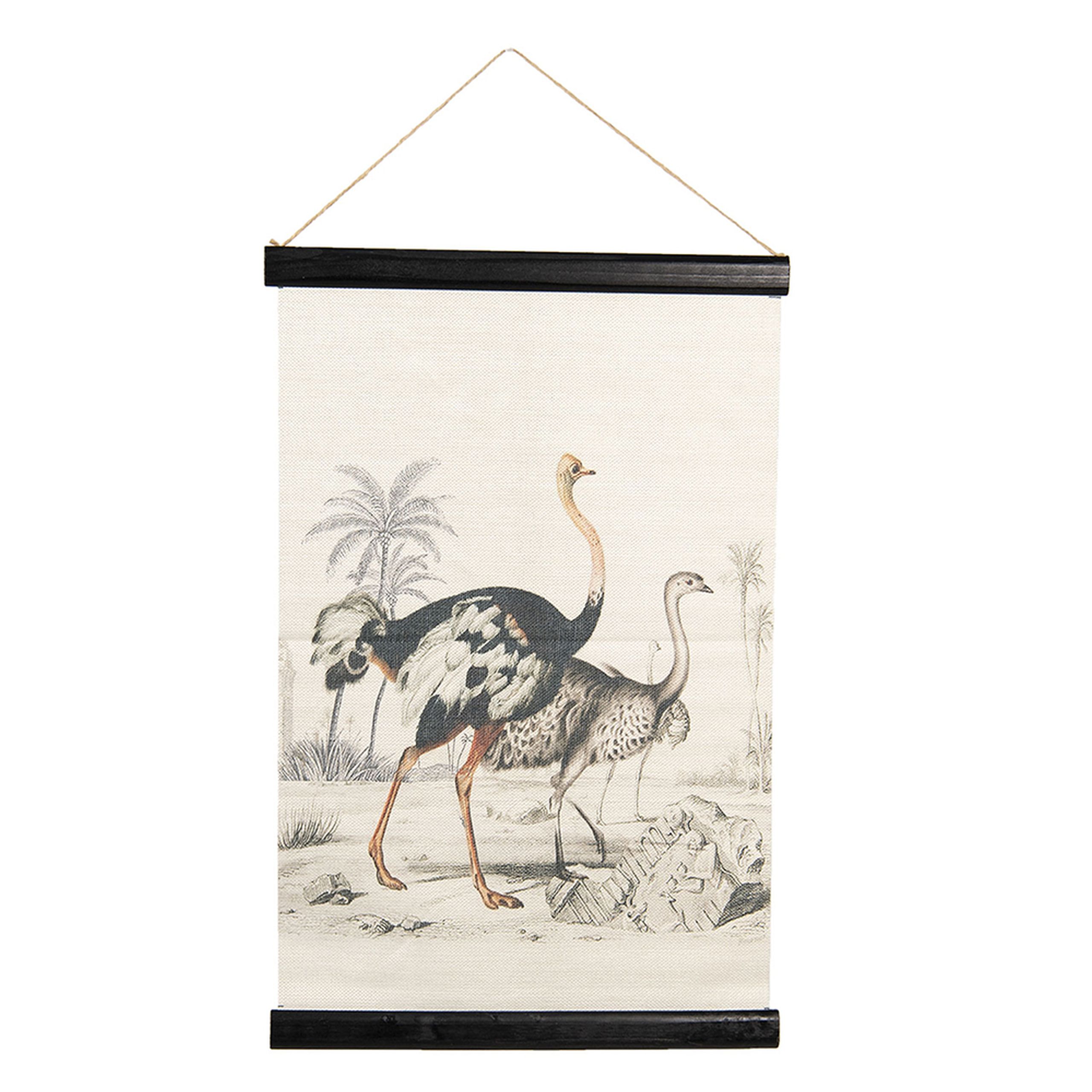 Vintage Leinwandbild Vogel Strauß Faunadruck 60/40 cm