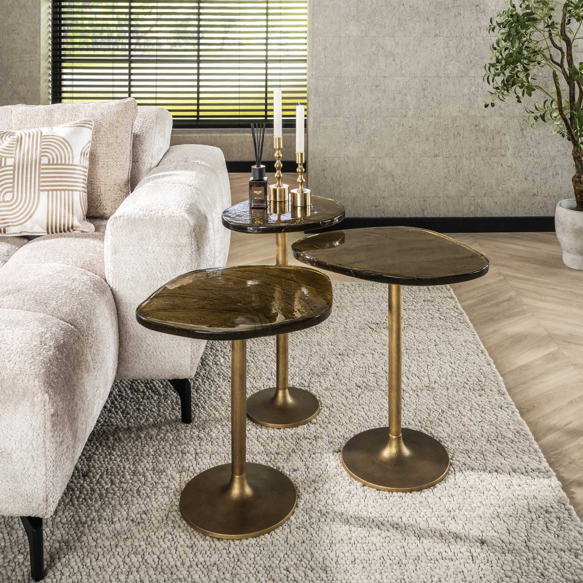 Retro Beistelltische Eclipse Glas Metall Antik-Gold L Retro Beistelltische Eclipse Glas Metall Antik-Gold L