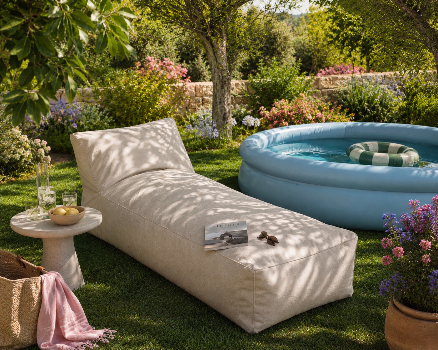 Garten Lounger Tagesbetten Outdoor Einzelliege Beige