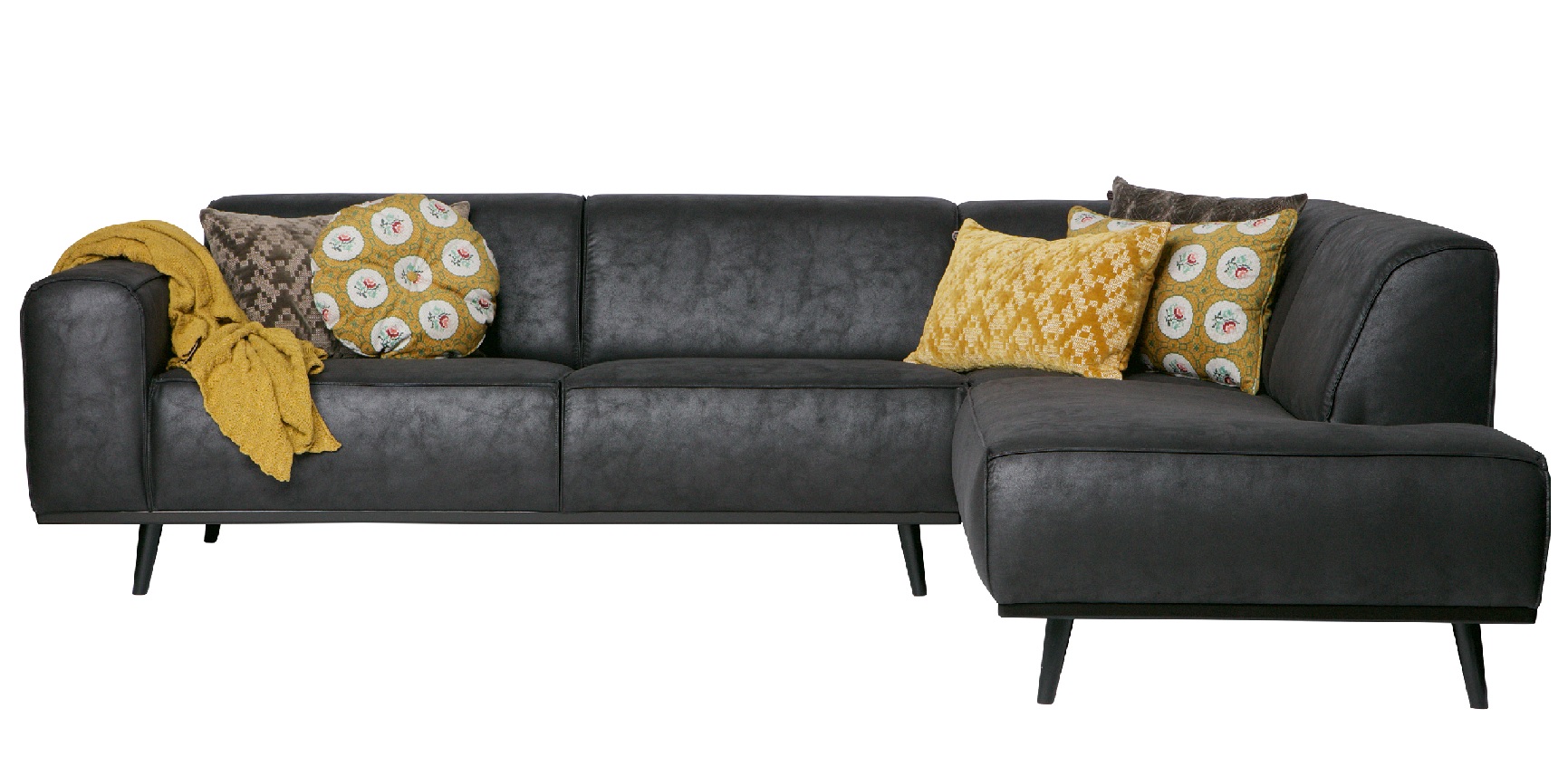 Ecksofa Recycle Leder Statement Dunkelgrau Rechts oder Links 274 x 210