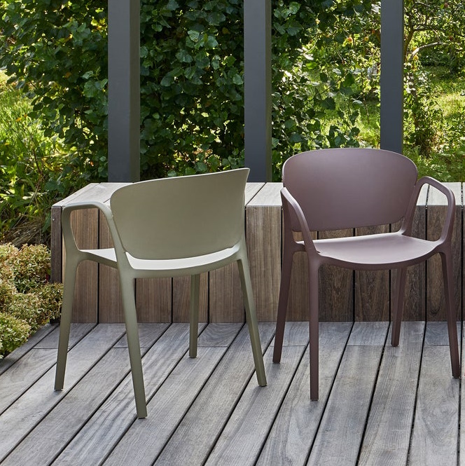 Retro Gartenstuhl Outdoorstuhl Bent Kunststoff stapelbar