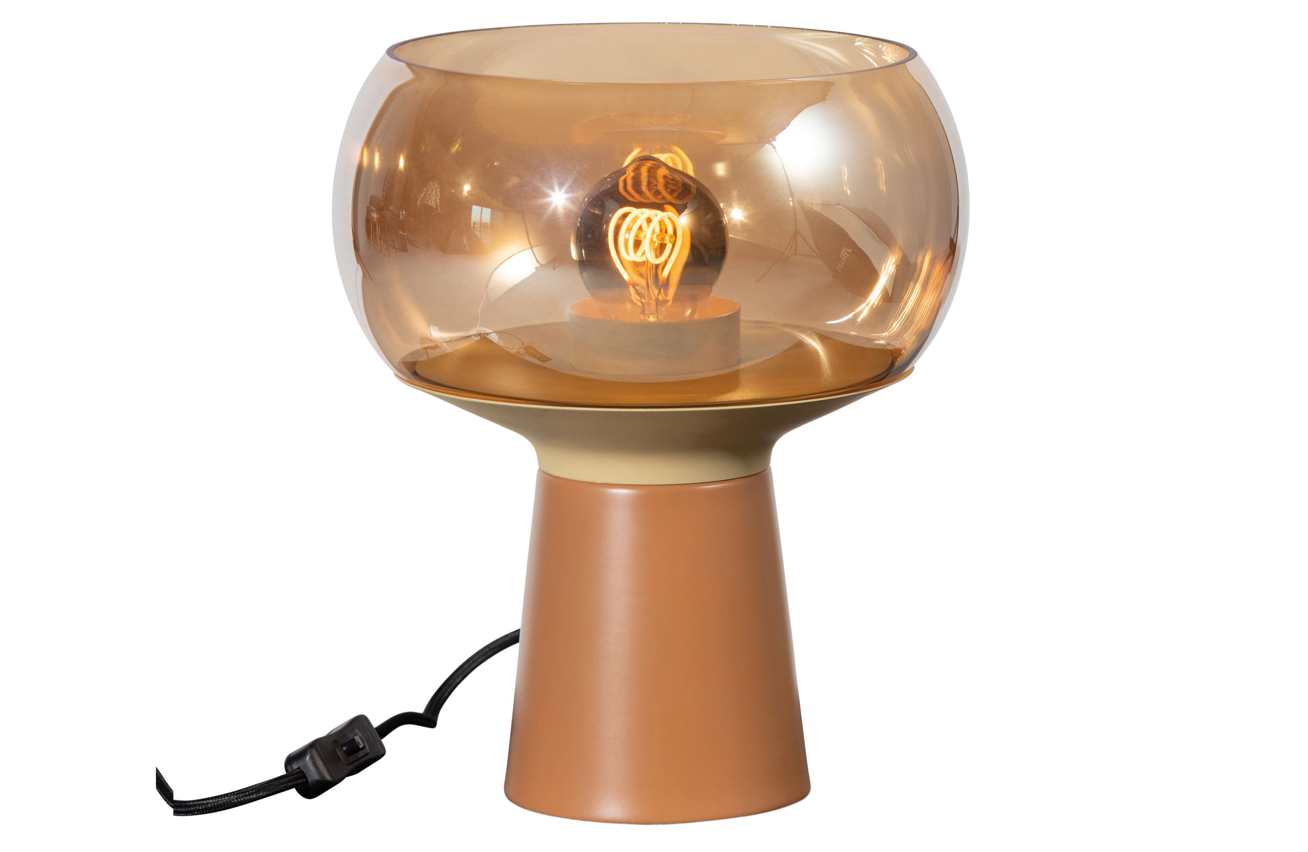 Retro Tischlampe Stehlampe Mushroom Glas Karamellfarben