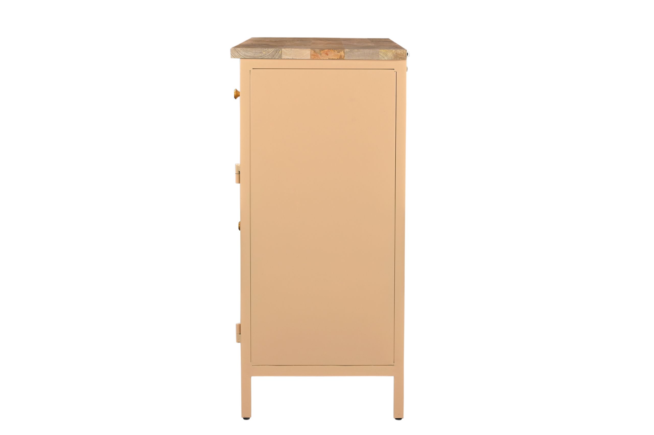 SUN_0116 Landhaus Sideboard Vintage 2türig Provence Metall Holz Champagner