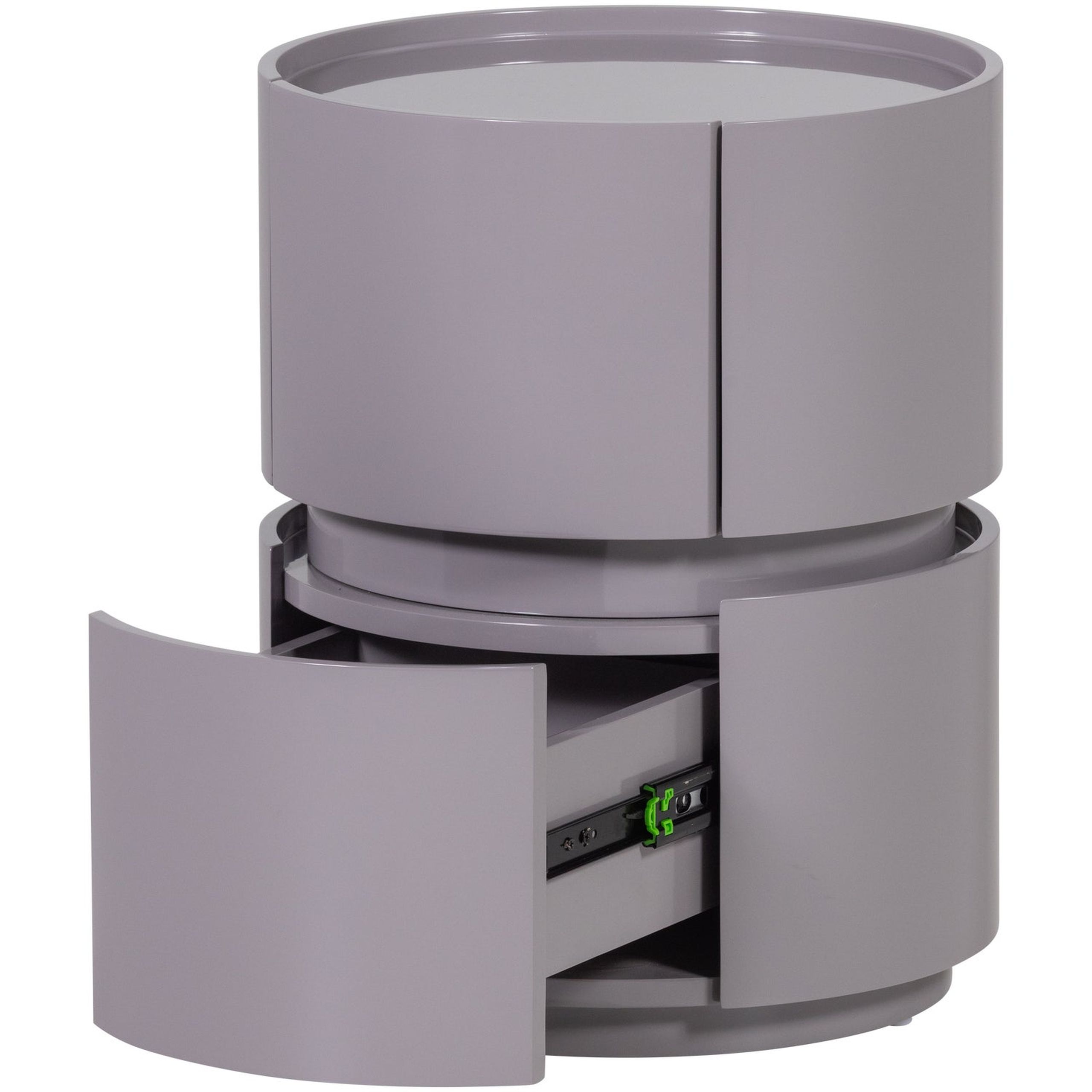 Retro Nachttisch Lunex Rund 2 Schubladen Mauve