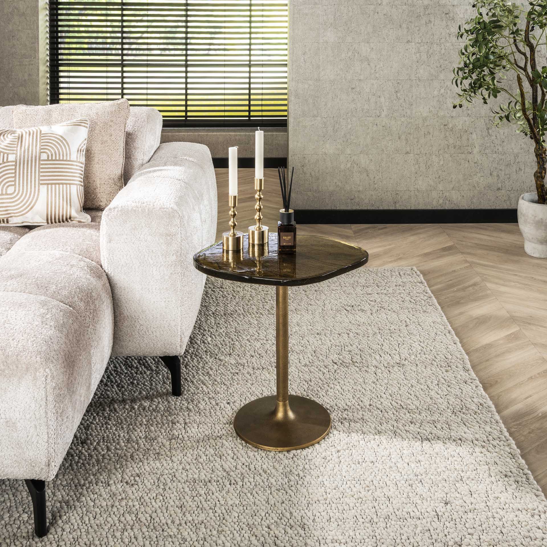 Retro Beistelltische Eclipse Glas Metall Antik-Gold S