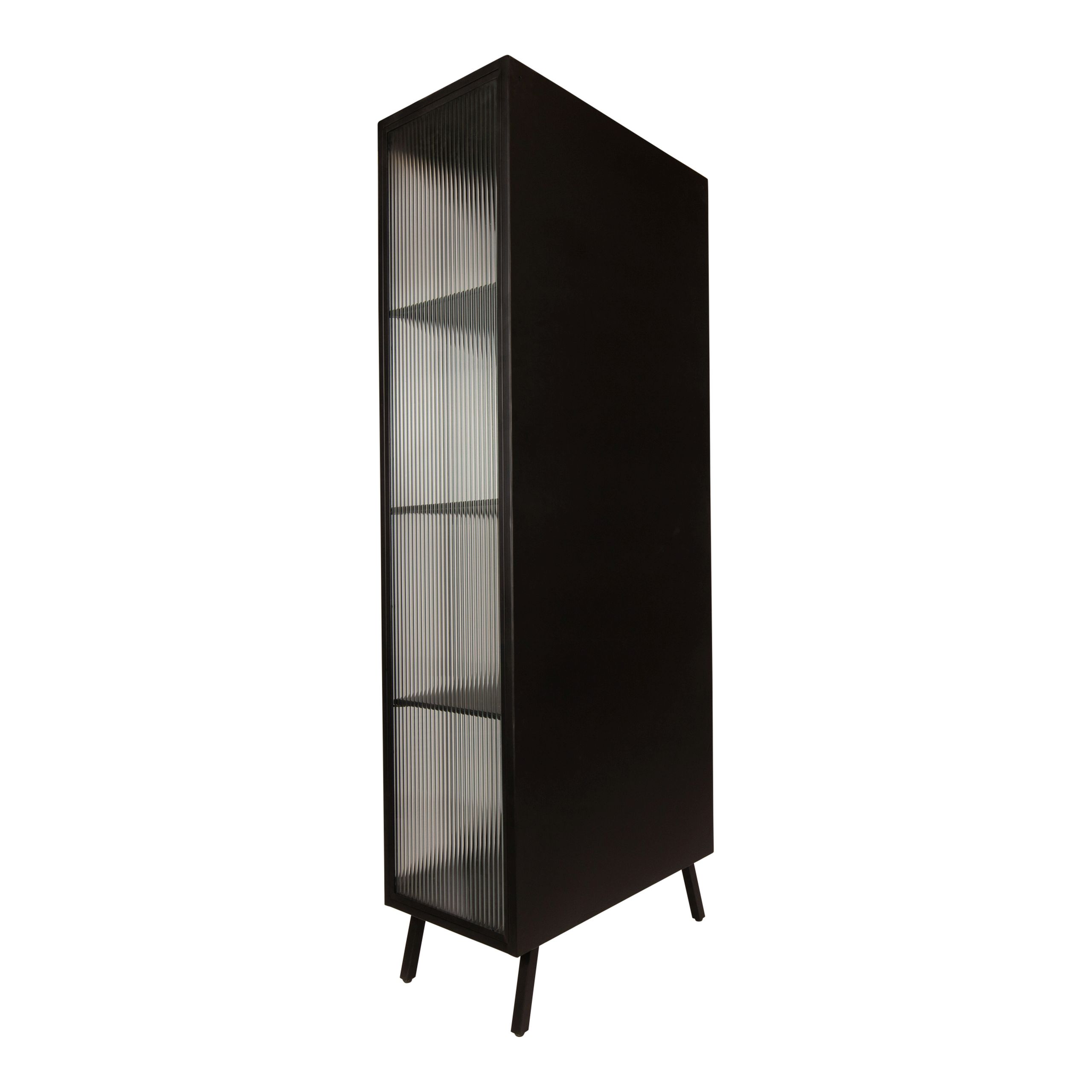 Industrial Vitrine Caeleen Metall mit geriffeltem Glas Industrial Vitrine Caeleen Metall mit geriffeltem Glas