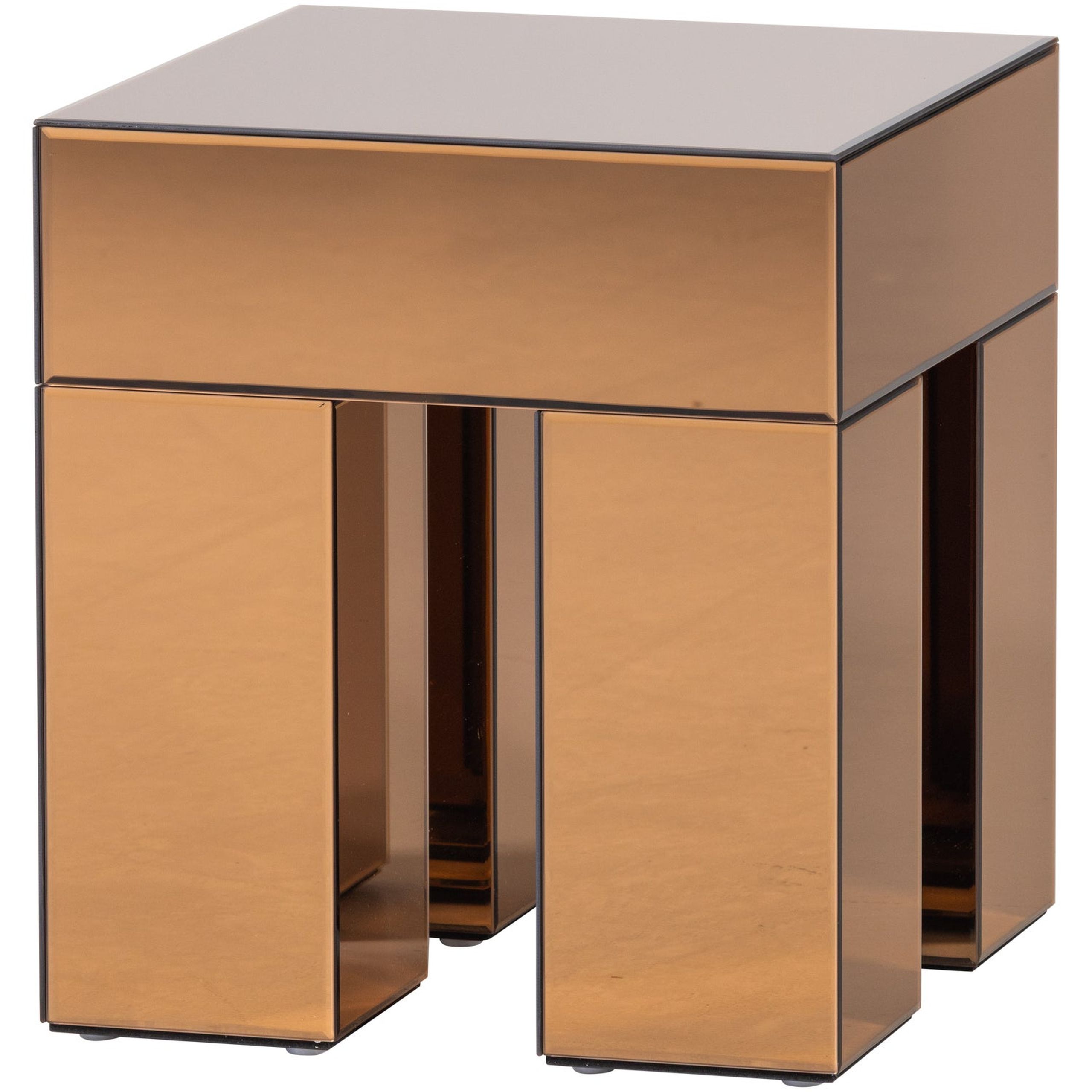 Retro Couchtisch Beistelltisch Mirrox Spiegelglas Braun 